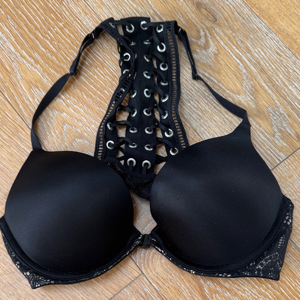 VICTORIA SECRET SEXY ADD 2 cupsBlack Lace-Up Women's Bra
